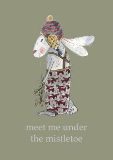 Kartka Rabbit - Meet me under the mistletoe